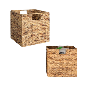 ก้อนหวายจัดเก็บของราคาต่ำสุด: ตะกร้าผักตบชวาสำหรับเก็บเข้าลิ้นชักตะกร้าสานด้วยมือพร้อมที่จับในตัว - Product Image 1