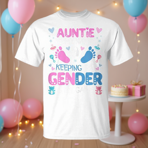 Maglietta 'Auntie Gender Keeper' Divertente e Giocosa che Rivelare il Ruolo dell'Zia nella Cerimonia di Rivelazione del Sesso - Prodotto Promozionale - Product Image 3