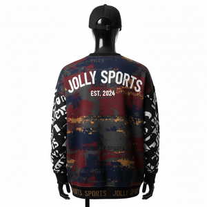 เสื้อสเวตเชิ้ตผู้ชาย ผ้าโพลีเอสเตอร์ฟลีซ เนื้อผ้านุ่ม สกรีนลายพิมพ์หลากสีทั่วตัว รับสกรีนโลโก้ เสื้อสเวตเชิ้ตพื้นฐานสำหรับผู้ชาย - Product Image 2