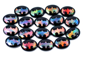 คู่คู่กับหินออโรร่าโอปอลอัญมณีทรงหลังเบี้ยสีดำโอนิกซ์แบทแมนโอปอลรูปวงรีคู่ - Product Image 4