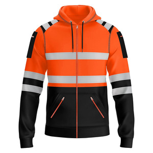 Sweats à capuche de sécurité personnalisés haute visibilité pour hommes vestes à capuche avec fermeture éclair construction unisexe veste zippée réfléchissante à capuche - Product Image 5