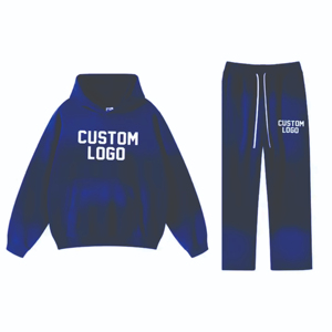 Vente chaude survêtements lavés à l'acide 100% coton polaire surdimensionné survêtement hommes Flare empilés pantalons de survêtement et ensemble de sweat à capuche - Product Image 4