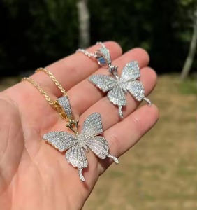 Women's 925 Sterling <b>Silver</b> Butterfly <b>Pendant</b> Iced Moissanite Rhodium 14K Gold Plating Passes Diamond Fashion <b>Pendants</b> Charms - Product Image 4