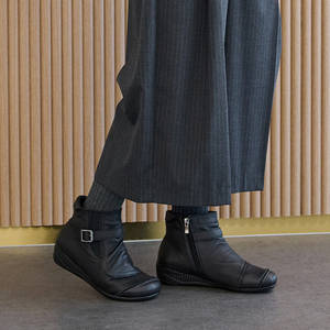 [JSHOE] Handmade Genuine Goat Leather Chelsea Ankle <b>Boots</b> 4.5cm <b>Low</b> <b>Heel</b> Comfort Winter <b>Boots</b> - Product Image 3