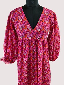 Vestido Casual Largo de Verano para Mujer, Estilo Bohemio Americano y Europeo, con Mangas Abullonadas y Estampado Floral, 100% Poliéster - Product Image 3
