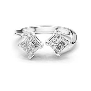 Anillo de Dos Piedras con Diamante de Laboratorio Corte Princesa de 0.90 CT para Mujer, Claridad VVS-VS EF, Oro de 18KT, 14KT, 10KT y Plata 925, Color Rosa - Product Image 1