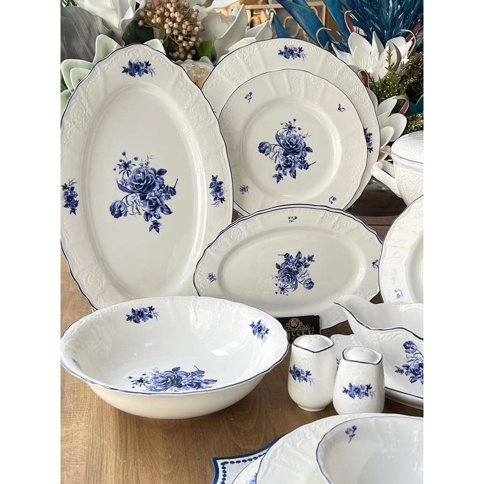 Dinner Set Blue Garden 62 Pieces for 12 People