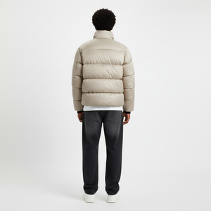 Chaqueta Acolchada de Color Beige Sólido, Venta Directa de Fábrica, 100% Poliéster, Relleno de Algodón, Cuello Alto, Cierre de Cremallera, Chaqueta de Invierno - Product Image 4