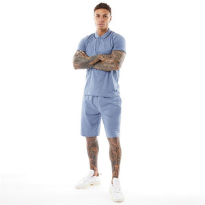 Conjuntos de chándal de talla estadounidense con logotipo personalizado, traje de chándal de manga corta de Color sólido, ropa de playa, ropa de dos piezas, conjuntos cortos para hombre - Product Image 3