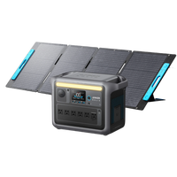 Generator Tenaga Surya Anker SOLIX C1000 + Panel Surya 200W Gelombang Sinus Murni Pengisian Daya Nirkabel Jump Starter Baterai Eksternal Senter