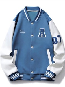Veste de baseball polyvalente Letterman pour hommes, manches en cuir et laine pour hommes - Product Image 3