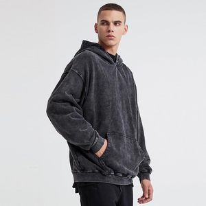 Sweats à capuche pour hommes 100% coton bleu délavé à l'acide sweats à capuche pour hommes couleurs et tailles personnalisées sweats à capuche thermiques respirants tailles personnalisées - Product Image 4