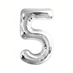 Palloncini Numero Party Love Argento N5 100cm Confezione da 12 Pezzi - Product Image 2