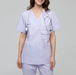 Nouvelle robe été uniforme dames gommage costume conception solide gommage ensembles soins infirmiers gommage uniformes ensembles - Product Image 2