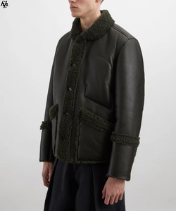 Chaqueta de Cuero de Oveja de Lujo para Hombre, Cuello Alto, Cierre de Cremallera, Bolsillos Profundos, Diseño Elegante para Invierno - Product Image 3