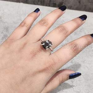 Rough Womens Ring Natural Garnet Gemstone January Birthstone Prong Band <b>Valentine</b> <b>Gift</b> Handmade Jewelry 925 Sterling Silver Ring - Product Image 1