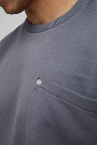 Dark Grey Men's Hoodies Crewneck <b>Sweatshirt</b> Pocket Detail Cotton Fleece Pullover Long Sleeve Loose Fit Casual Plain Blank - Product Image 3
