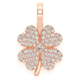 สร้อยคอทองคำแท้ 14K รูปใบโคลเวอร์สี่แฉก ประดับเพชรแท้ สำหรับผู้หญิง จี้ใบไม้เล็กแบบสั่งทำพิเศษ ประดับเพชรทองคำ - Product Image 2