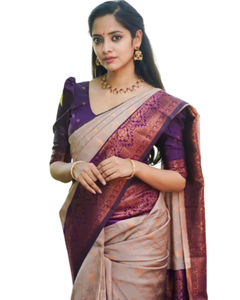 Saree à bordure en jacquard de soie d'art magnifique avec chemisier de course non cousu pour femmes vêtements de mariage exportations de vesta de fête - Product Image 1