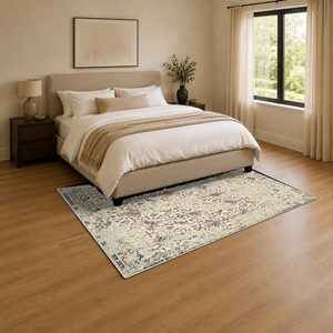 Alfombra de chenilla lavable a máquina con estampado digital tradicional anatólico en terracota dorado, antideslizante, modelo LXDP-0283 de RUGS DEPOT, venta al por mayor. - Product Image 3