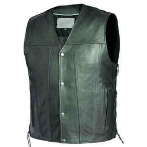 Gilet de moto sans manches en cuir véritable pour homme, avec fermeture à bouton corne, durable, pour commandes en gros – Approvisionnement direct usine - Product Image 1