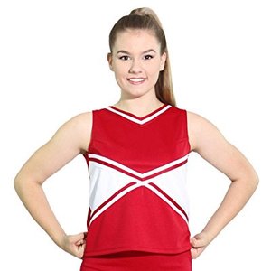 Uniformes de porristas rojos personalizados para mujer, trajes de porristas con pedrería para adultos, 100% poliéster, venta al por mayor - Product Image 6
