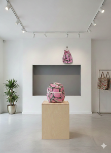 Sac à dos élégant et écologique imprimé à la main avec des motifs floraux, grande capacité, doublure en coton biologique, fermeture éclair pour l'école et les voyages - Product Image 4