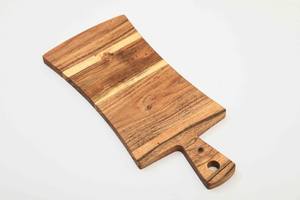 Tabla de cortar de madera de Acacia Natural hecha a mano, tabla de cortar de borde curvo con asa, bandeja de charcutería de queso para servir para Cocina - Product Image 2