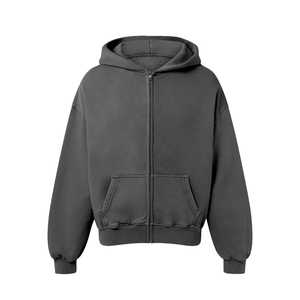 Sudadera Unisex de Alta Calidad, Transpirable, de Felpa Francesa de 400 g/m², con Bordado, Cierre de Cremallera, Lavado a la Piedra, Hombros Caídos, Talla Grande, Estilo Vintage - Product Image 1