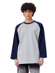 Raglan เสื้อยืดผู้ชายทูโทนผ้าฝ้ายไฮสตรีทแขนยาวแห้งเร็วพิมพ์ลาย - Product Image 6
