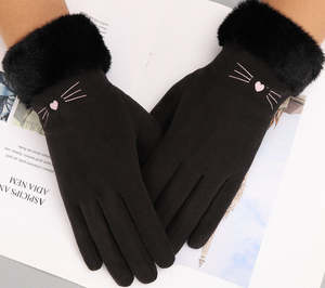 <b>Women</b> Winter Warm <b>Fleece</b> <b>Gloves</b> Soft Touch Screen Thermal Fashion <b>Gloves</b> with Plush Cuff - Product Image 6