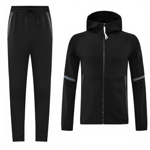 Respirant noël modèle amélioré hiver unisexe survêtement à capuche veste pantalon 2 pièces ensemble solide motif polaire séchage rapide - Product Image 2