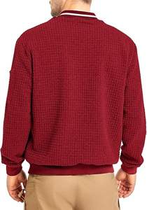 Blouson aviateur rouge vif d'hiver léger pour hommes, décontracté avec poches latérales confortables réglables, poignets élastiques à fermeture éclair sur le devant - Product Image 4