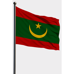 ธงชาติมอริเตเนียแบบพกพา พิมพ์ลายดิจิทัลบนผ้าโพลีเอสเตอร์ พร้อมเสาธงอะลูมิเนียมและไฟเบอร์กลาส - Product Image 1