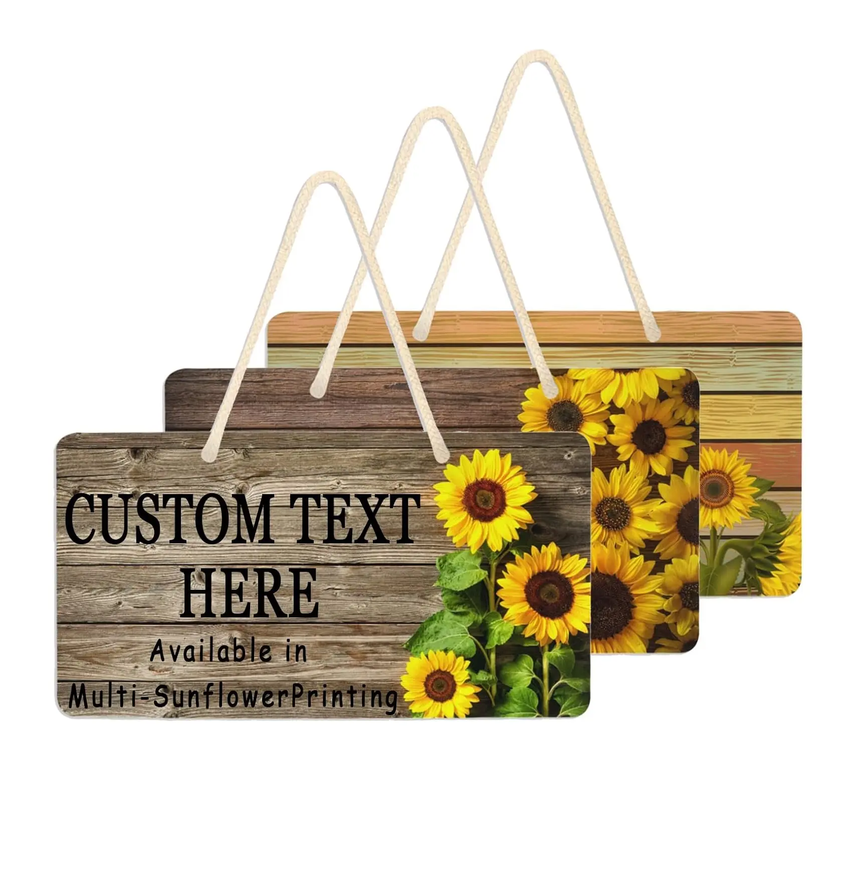 Wooden Sunflower Personalized Door Sign Plaque Custom Office Name Plate Hanging Sign for Business Entrance Porch Front Home