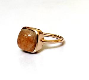 กุหลาบชุบทองธรรมชาติอาทิตย์หินแหวนเครื่องประดับแหวนพลอยกุหลาบทองอาทิตย์หินแหวนจากอินเดีย - Product Image 3