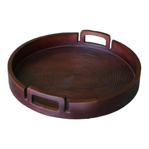 Bulk Price Brown Round Wood Serving Platter with Handles in Low Cost From India - Product Image 6