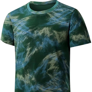 OEM Custom <b>Men's</b> <b>Casual</b> 100% Tie-Dye Cotton Crewneck T-<b>Shirt</b> 100% Cotton 180 to 200 gsm - Product Image 1