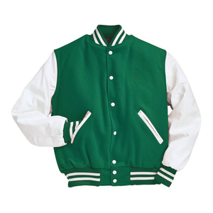 Blouson de baseball Varsity Letterman pour hommes, style universitaire, avec col montant et manches en cuir et corps en laine - Product Image 4