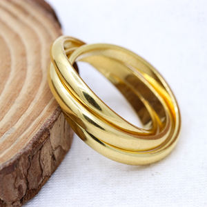 Nuevo anillo de triple banda 925 plata esterlina sólida chapado en oro anillo de banda Unisex regalos de joyería para mujeres a precio al por mayor - Product Image 1