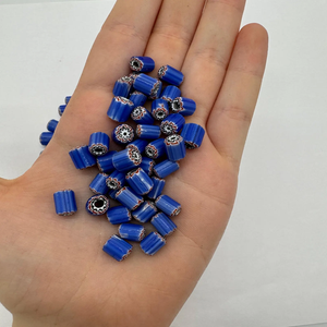 Perles de verre ovales à chevrons vintage en vrac fabriquées à la main pour la fabrication de bijoux perles de cristal au chalumeau perles de vishal - Product Image 3