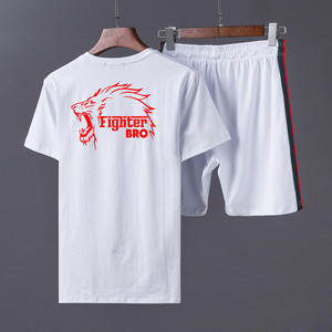 Chándal de manga corta, camisetas, pantalones cortos, 2 piezas, cuello redondo, entrenamiento, gimnasio, correr, conjunto para hombre - Product Image 5