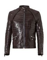 Veste en cuir véritable pour homme de qualité supérieure, col montant, effet croco, couleur bordeaux, personnalisation disponible