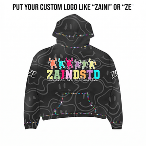 Sudadera con Capucha Extra Grande de Felpa de Algodón de 400g, Color Negro, con Bordado Personalizado en la Parte Delantera, Impresión DTF para Logotipo - Product Image 2
