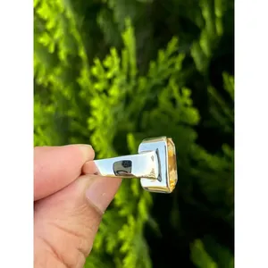 925 <b>Silver</b> Emerald Cut Citrine Cluster <b>Ring</b> Radiant Cut Ruby Everyday Wear <b>Statement</b> <b>Ring</b> Rhodium Plated - Product Image 5