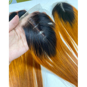 5*5 HD Cierre de encaje Cabello Virgen de la mejor calidad Paquetes de cabello personalizados Máquina Genius Trama doble Color de piano teñido vietnamita - Product Image 5