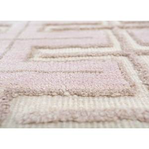 พรมลายเรขาคณิตสีชมพูและสีม่วง Skws-123 ทำด้วยมือจากขนสัตว์และไหมไผ่ สำหรับใช้ในห้องนอนและห้องนั่งเล่น - Product Image 3