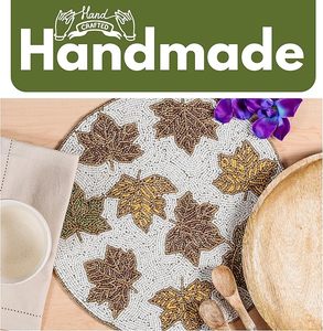 แผ่นรองจานลายใบเมเปิ้ลสำหรับตกแต่งโต๊ะรับประทานอาหารแผ่นรองแก้วแฟนซีสำหรับงานแต่งงาน - Product Image 5