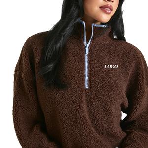 Sweat-shirt pour femme à fermeture quart de zip en polaire, manches longues, pour commandes en gros, design streetwear décontracté et durable 2026 - Product Image 1