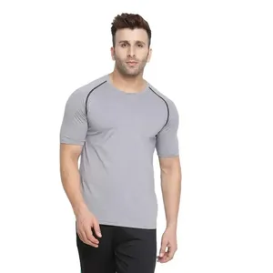 Vente en gros de vêtements de sport personnalisés pour la course à pied athlétique vêtements de fitness pour hommes avec compression t-shirts à col rond - Product Image 1